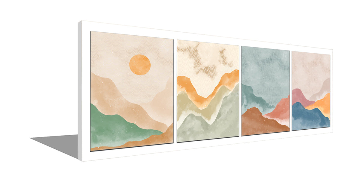 Wall Art 4 Scene Landscape Canvas - Abstract minimalism art- Large Wall Decor-RGB varnish