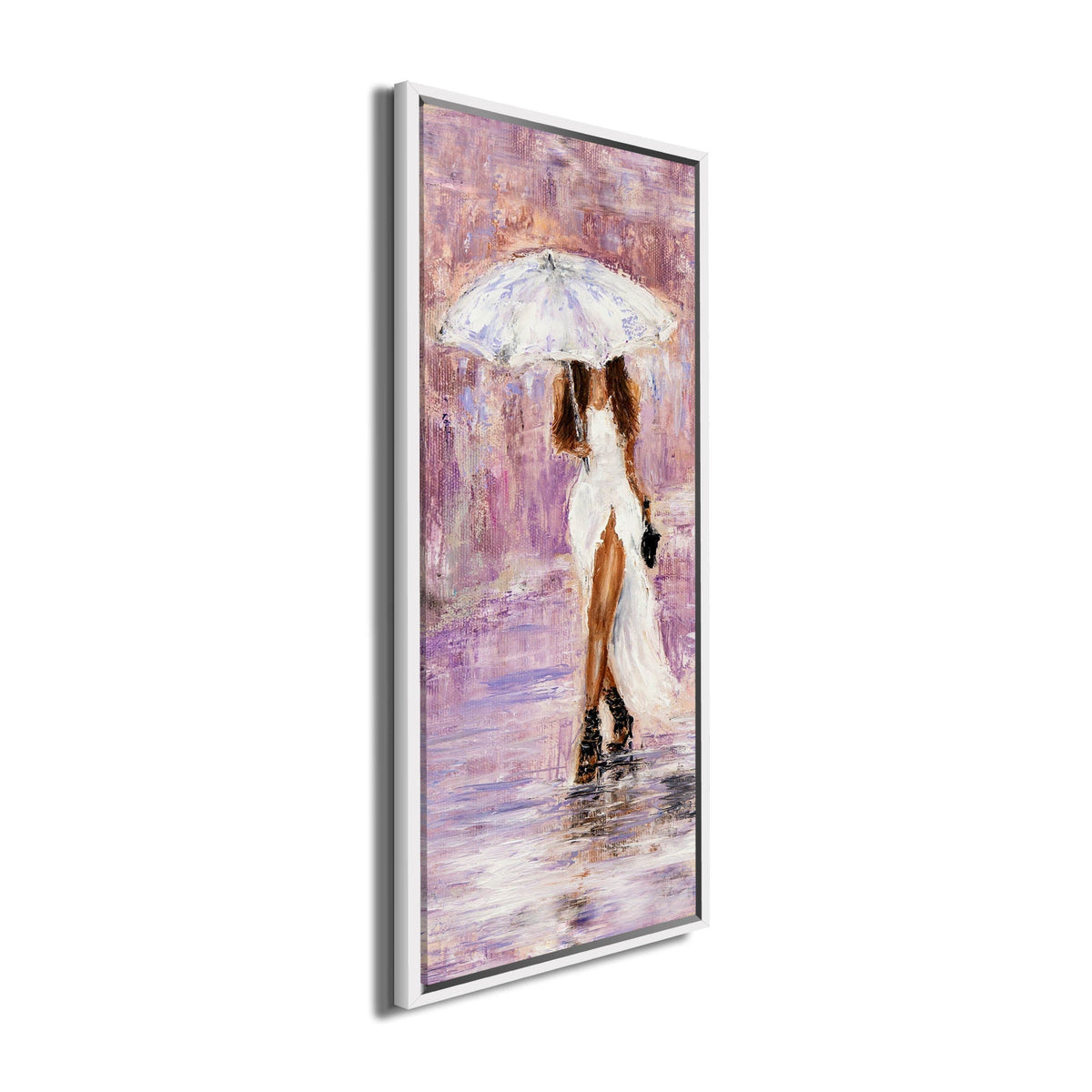 Canvas Wall Art-Lady with umbrella in pink