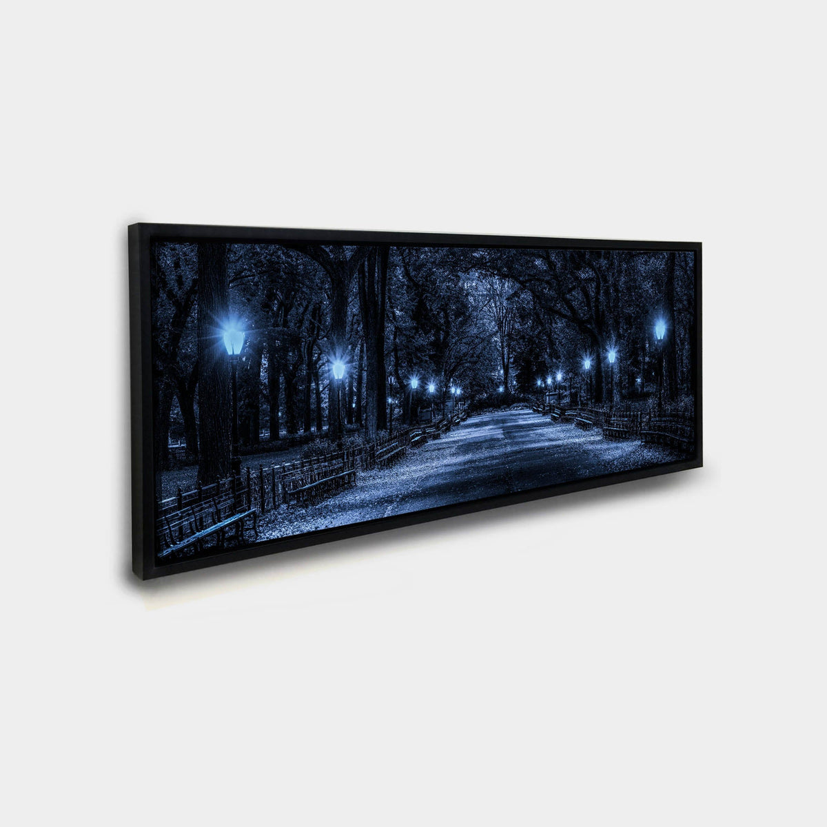 Central Park at Night Canvas Wall Art | Blue Panorama | 72 × 24 inches