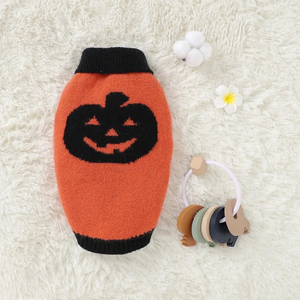 Pumpkin Dog Sweater | Halloween Dog Costume