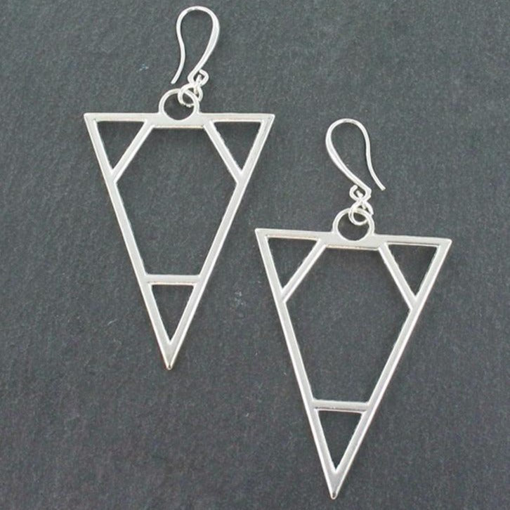 Triangle Earrings In Silver Plate