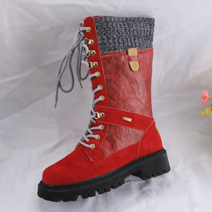 Women's Casual Mid-Calf Boots – Low Heel PU Leather Fashion Footwear