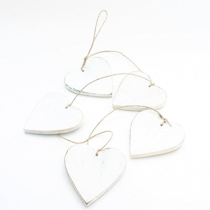 Hanging String Of 5 Wooden Hearts