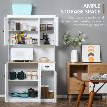 Armoire de rangement de cuisine Denver 180 cm avec huche - Blanc/Chêne