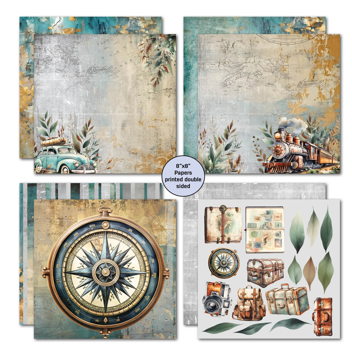 Lot de papiers 8x8 3Quarter Designs Adventures Return