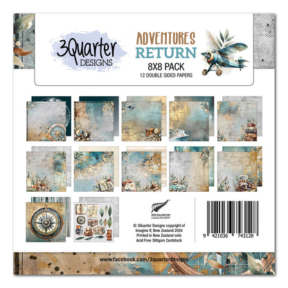 Lot de papiers 8x8 3Quarter Designs Adventures Return