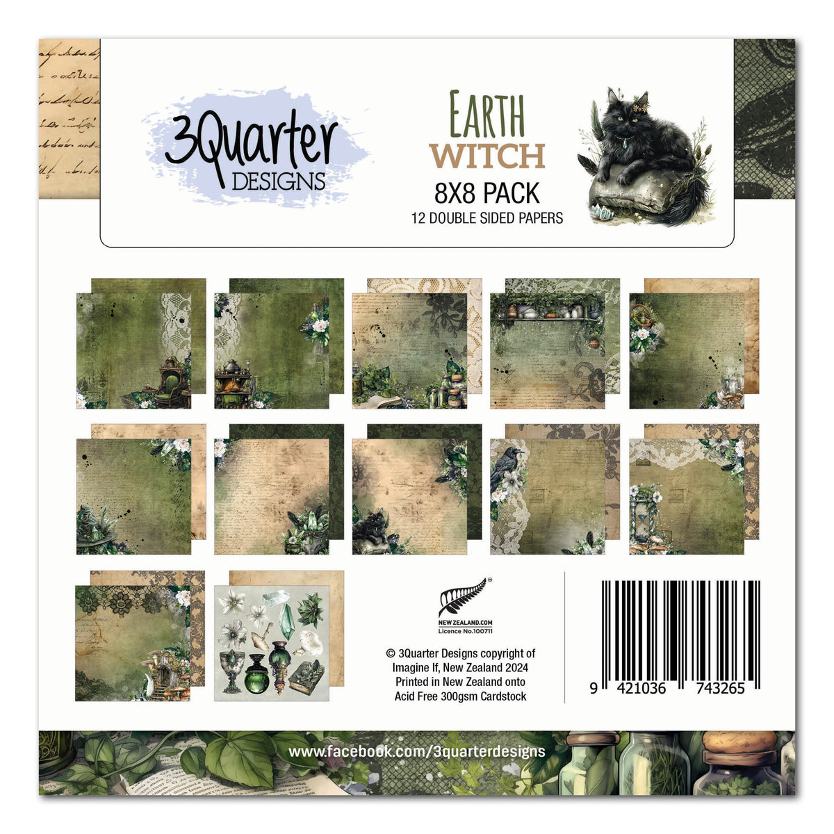 Pack de papiers 20x20 cm Earth Witch 3Quarter Designs