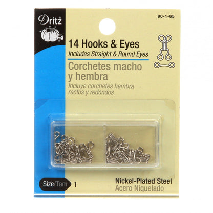 Dritz Crochets et Brides à Coudre Nickel Taille 1