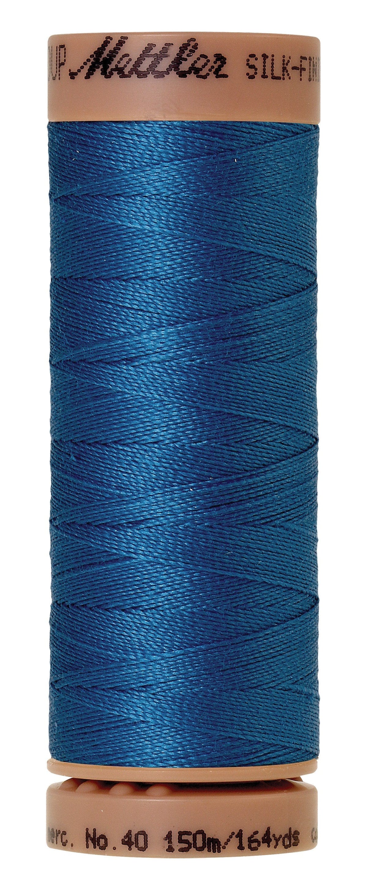 Mettler Fil de coton uni Silk-Finish 40wt 150 m (164 verges) Bleu Méditerranée