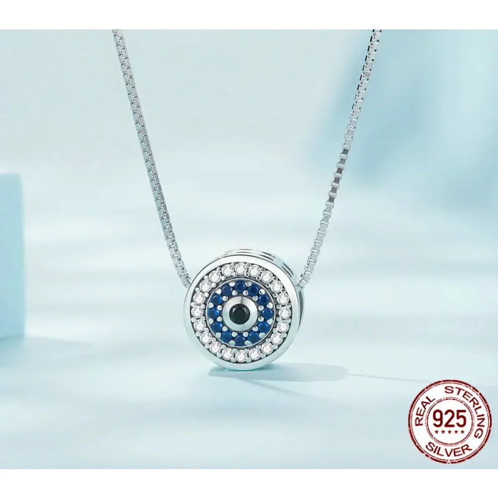 Collier œil porte-bonheur en argent sterling 925 et cristal bleu | Chaîne de cou œil porte-bonheur | Bijoux fins pour femme, cadeau d'anniversaire