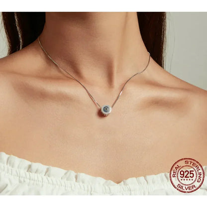Collier œil porte-bonheur en argent sterling 925 et cristal bleu | Chaîne de cou œil porte-bonheur | Bijoux fins pour femme, cadeau d'anniversaire