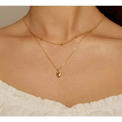 Collier ras de cou avec pendentif double cœur en argent sterling 925