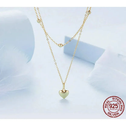 Collier ras de cou avec pendentif double cœur en argent sterling 925