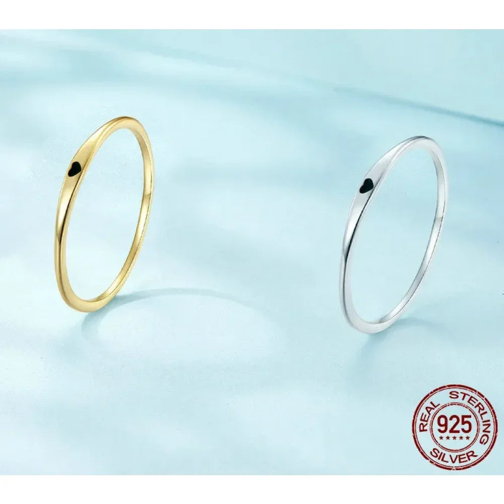 Bague de mariage en argent sterling 925 en forme de cœur – Symbole d'amour, bague de promesse empilable en 2 couleurs (taille 5-10)