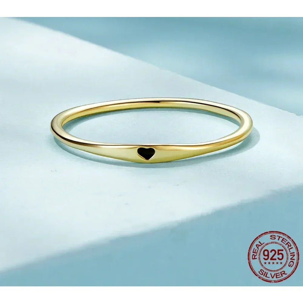 Bague de mariage en argent sterling 925 en forme de cœur – Symbole d'amour, bague de promesse empilable en 2 couleurs (taille 5-10)