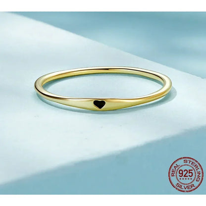 Bague de mariage en argent sterling 925 en forme de cœur – Symbole d'amour, bague de promesse empilable en 2 couleurs (taille 5-10)