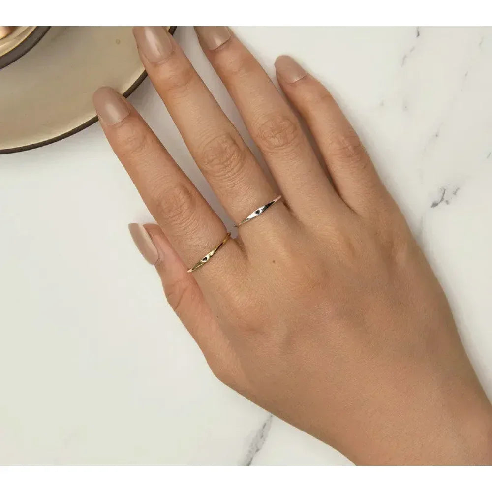 Bague de mariage en argent sterling 925 en forme de cœur – Symbole d'amour, bague de promesse empilable en 2 couleurs (taille 5-10)