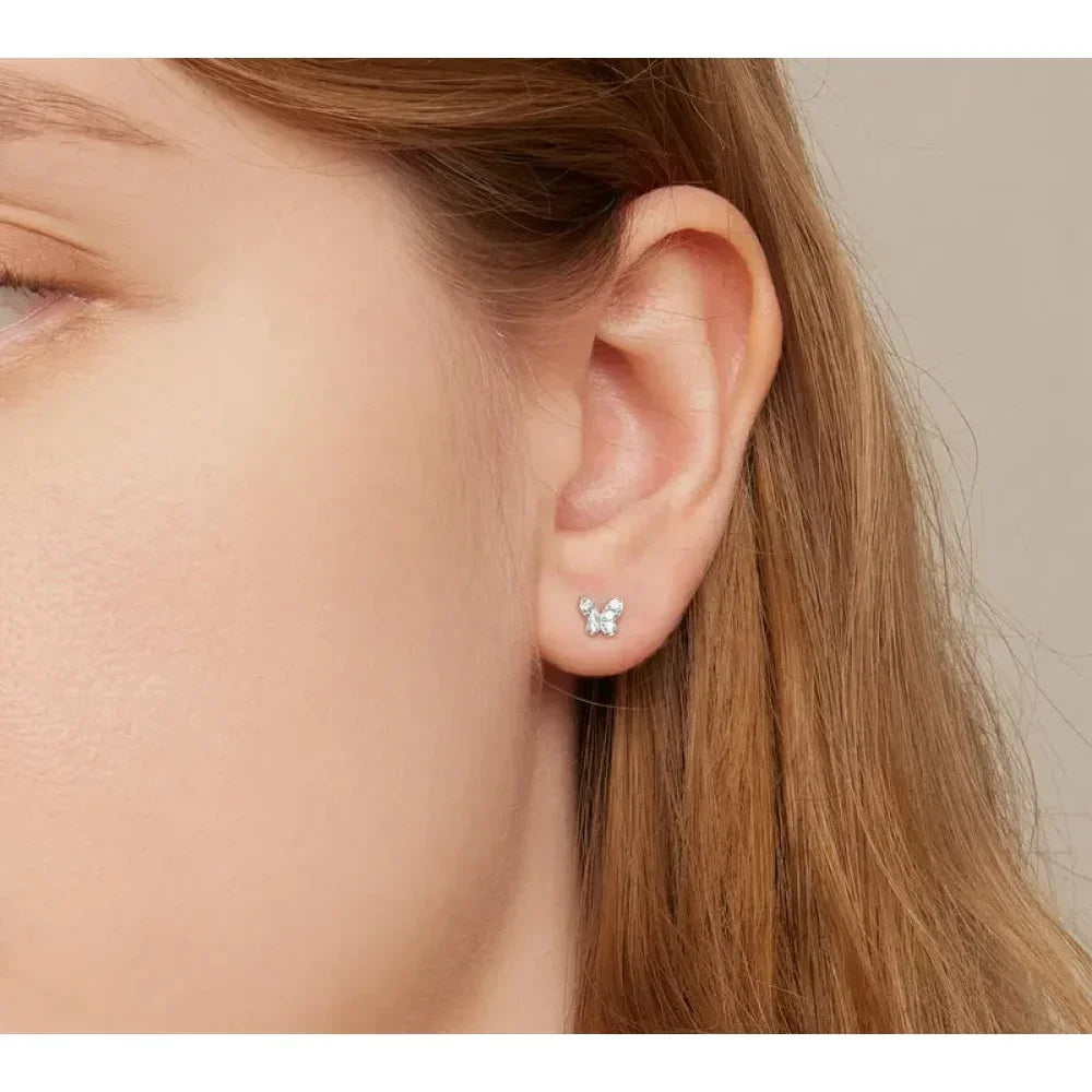 Boucles d'oreilles clous étoiles et papillons en argent sterling 925 - Bijoux délicats et raffinés