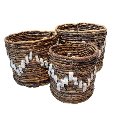 Banana Leaf & Macrame ZigZag Planter Basket