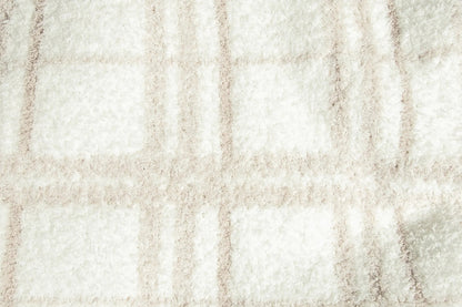 Blushing Beige & White Plaid Print Extended Throw