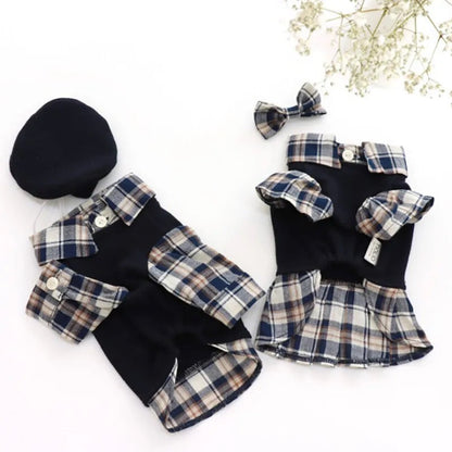 Plaid School Uniform Set | Dog Outfit Set