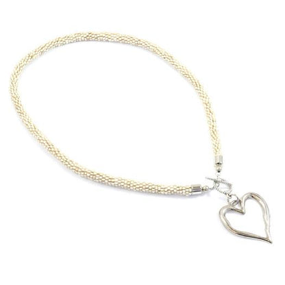 Short Beaded Open Heart Necklace