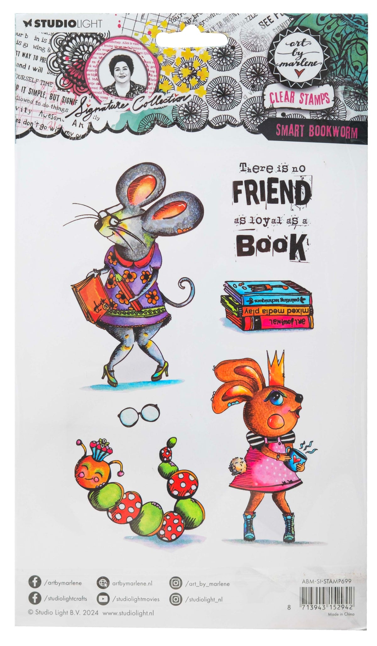 ABM Clear Stamp Smart Bookworm Collection Signature 6 Pièces