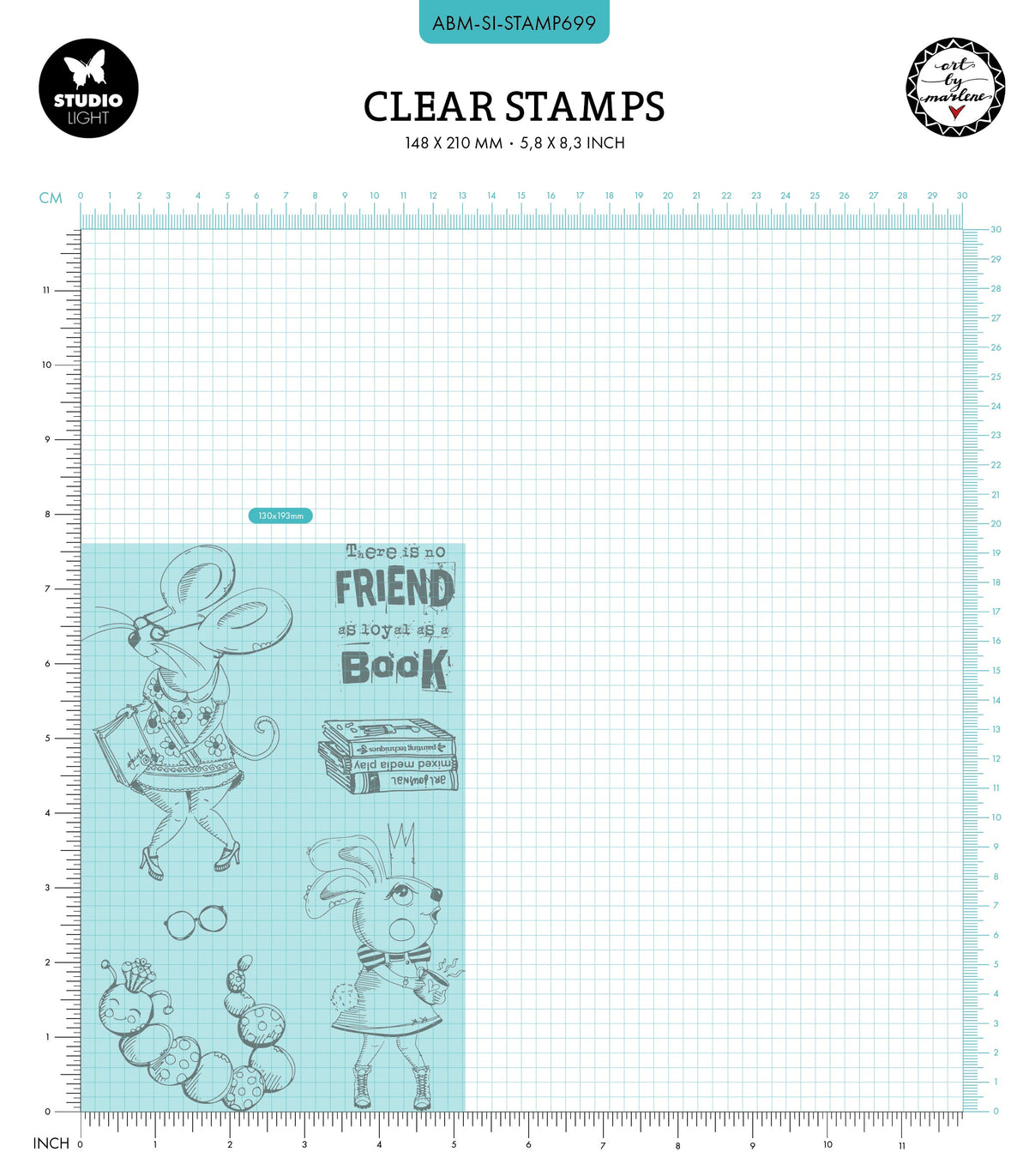 ABM Clear Stamp Smart Bookworm Collection Signature 6 Pièces