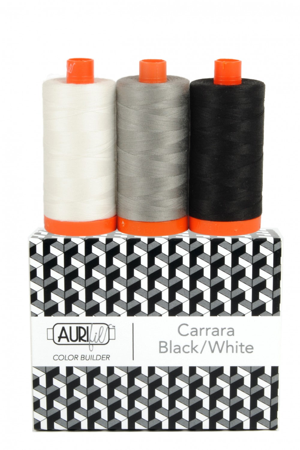 Fil à broder 50wt, 3 bobines, Carrara Noir/Blanc