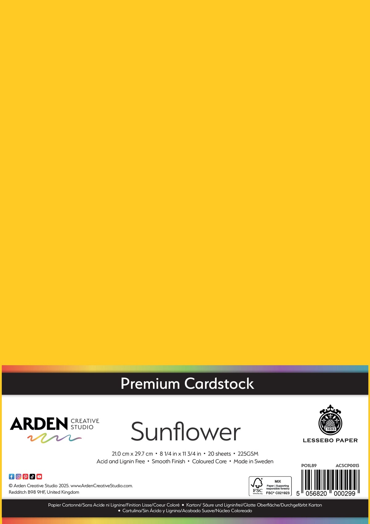 Arden Creative Studio Papier cartonné Premium A4 225 g/m² Paquet de 20