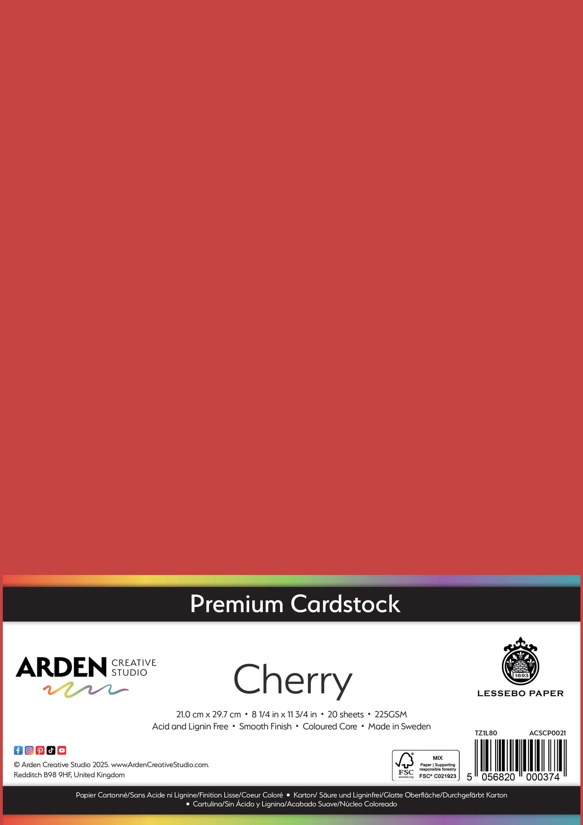 Arden Creative Studio Papier cartonné Premium A4 225 g/m² Paquet de 20