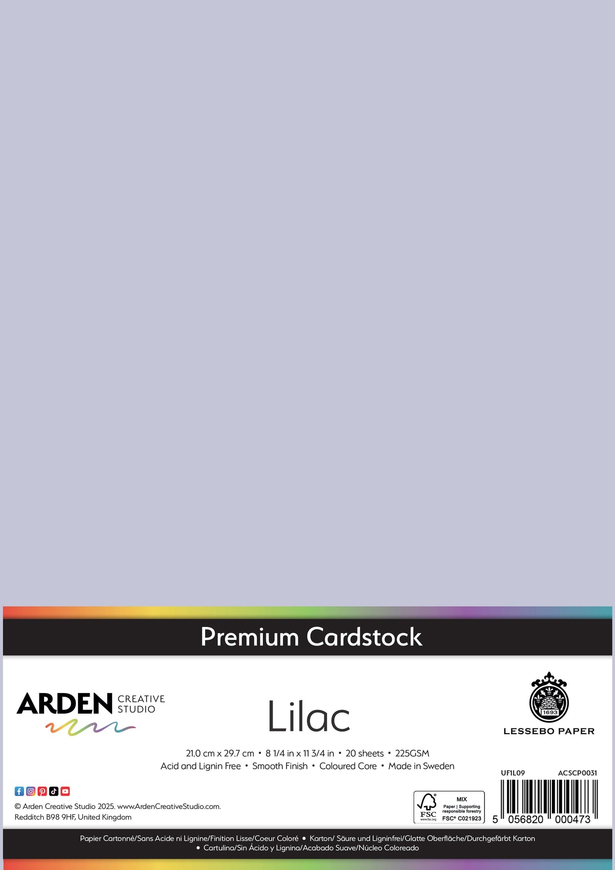 Arden Creative Studio Papier cartonné Premium A4 225 g/m² Paquet de 20
