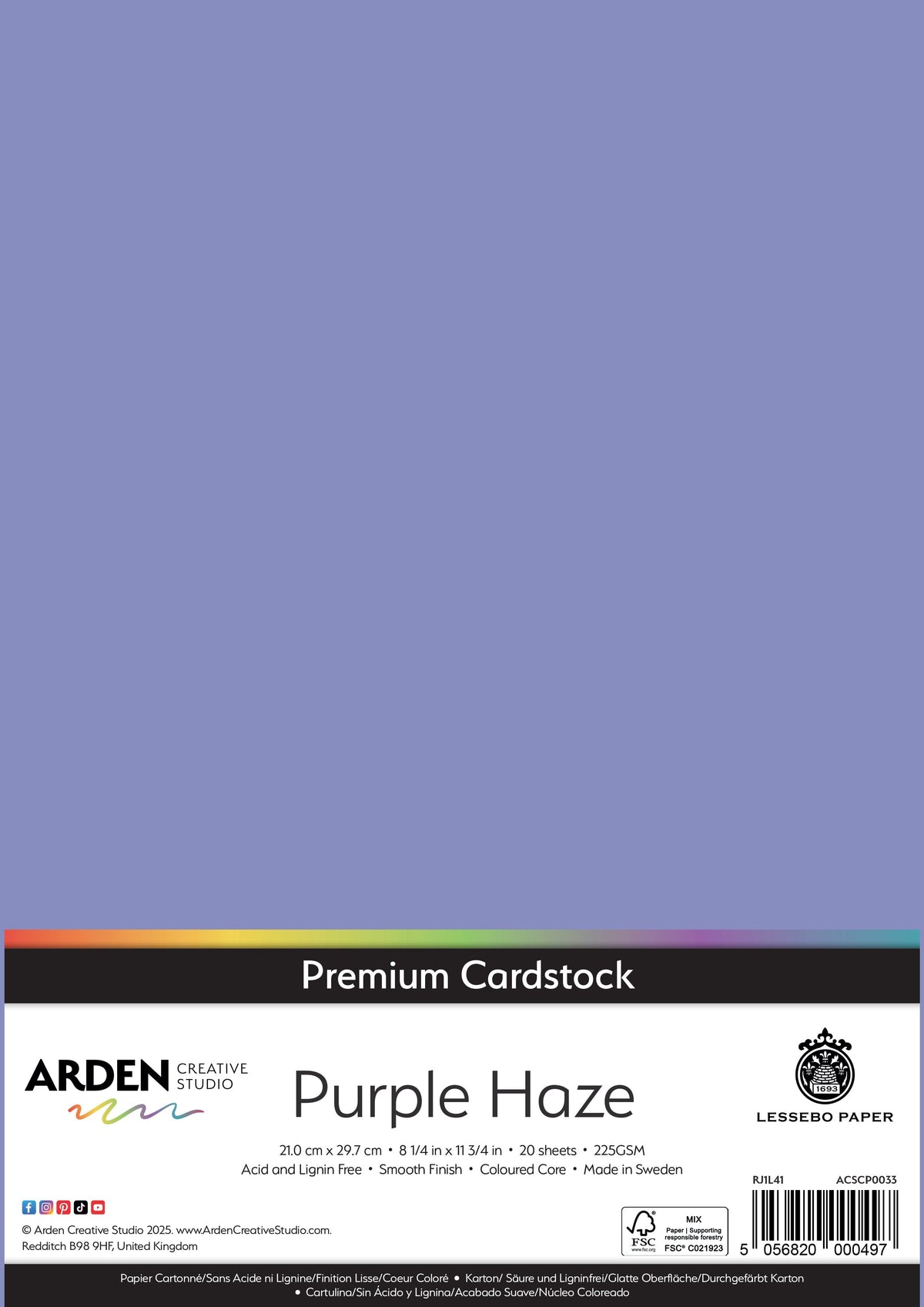 Arden Creative Studio Papier cartonné Premium A4 225 g/m² Paquet de 20