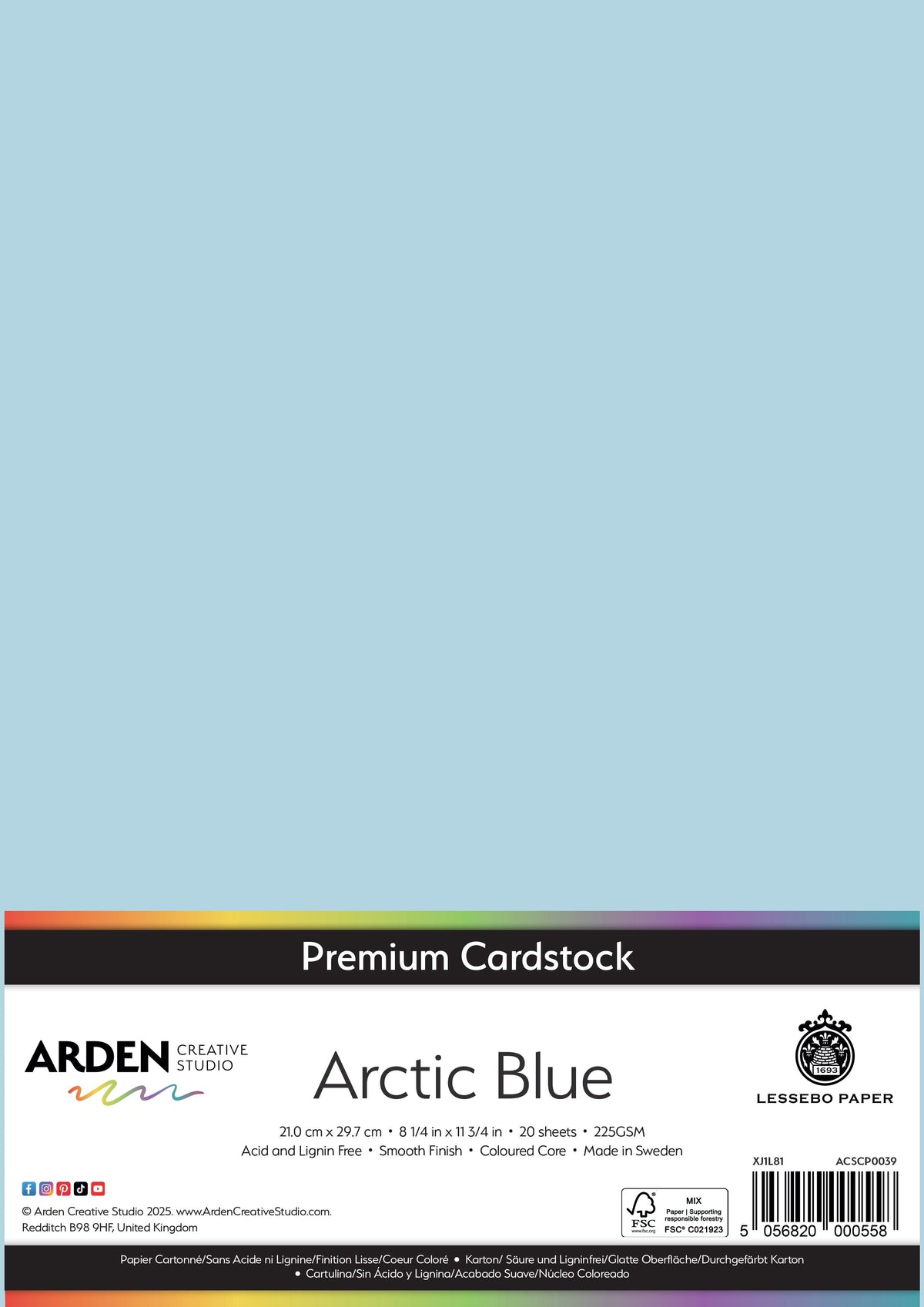 Arden Creative Studio Papier cartonné Premium A4 225 g/m² Paquet de 20