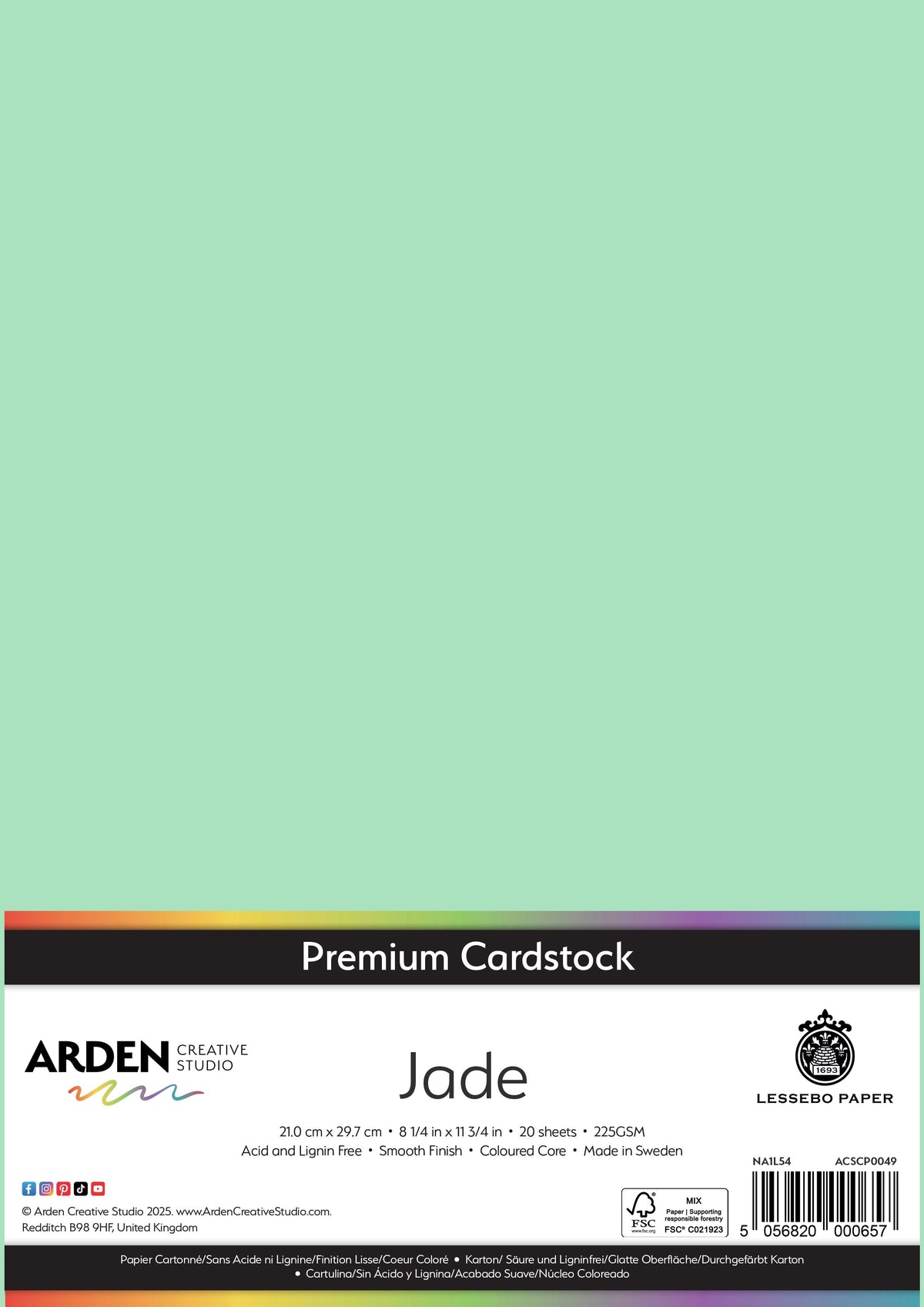 Arden Creative Studio Papier cartonné Premium A4 225 g/m² Paquet de 20