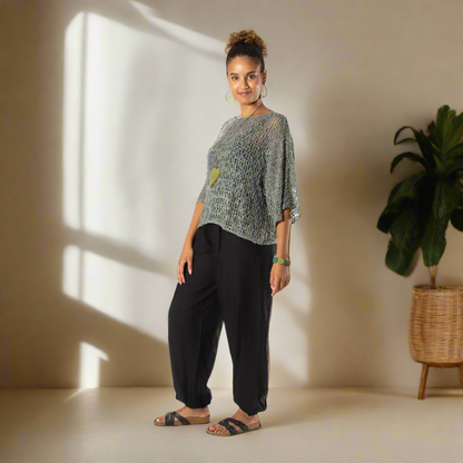 Grey Popcorn Knit Top