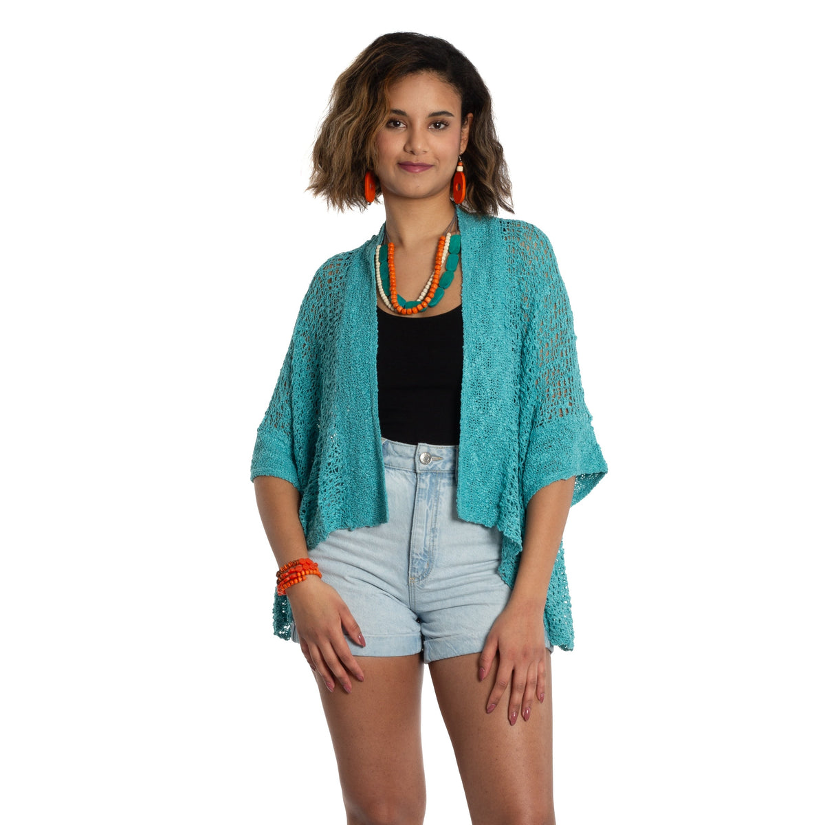 Short Sleeved Cardigan - Teal