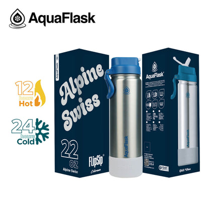 Bouteille d'eau isotherme AquaFlask (650 ml) Colorwave Flip Sip en acier inoxydable à double paroi, pour boissons chaudes et froides