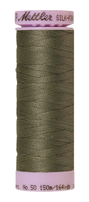 Fil de coton Mettler Silk-finish 50wt, uni, 164 yd/150 m, couleur olivine