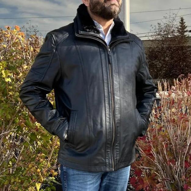 BOL Blouson Bombardier en Cuir d'Agneau Homme