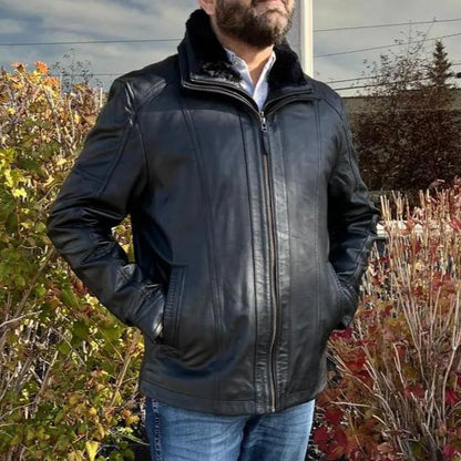 BOL Blouson Bombardier en Cuir d'Agneau Homme