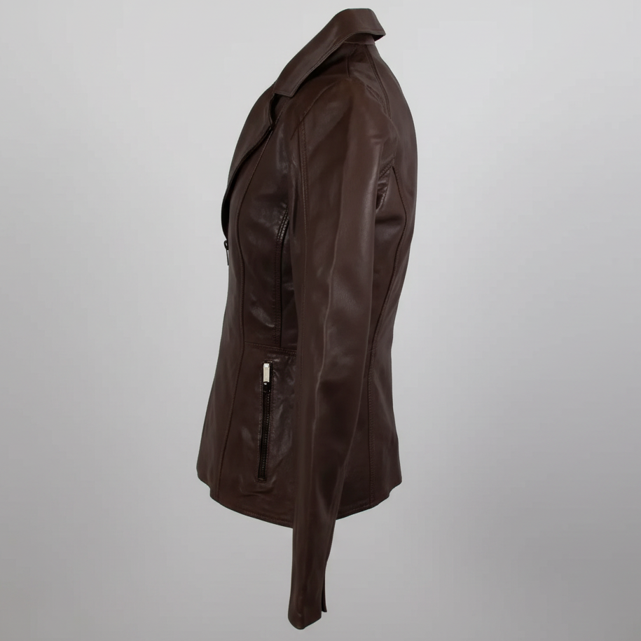 BOL Women's Classic Open Collar Leather Jacket