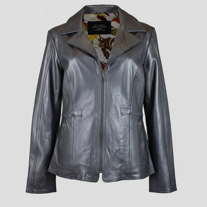 BOL Women's Classic Open Collar Leather Jacket