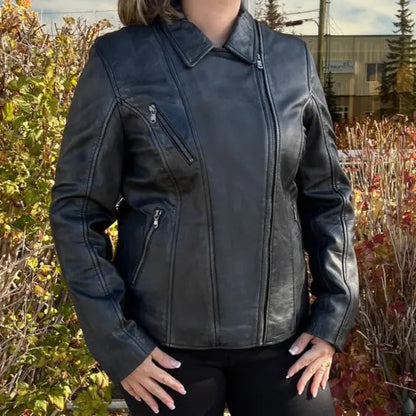 Blouson style motard BOL pour femme en cuir d'agneau