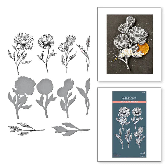 Plaque de presse et matrices Tiges de fleurs de la collection Pressed Posies