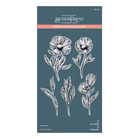 Plaque de presse et matrices Tiges de fleurs de la collection Pressed Posies