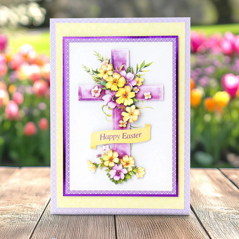 Décopatch prédécoupé – Croix florale lilas (lot de 3)