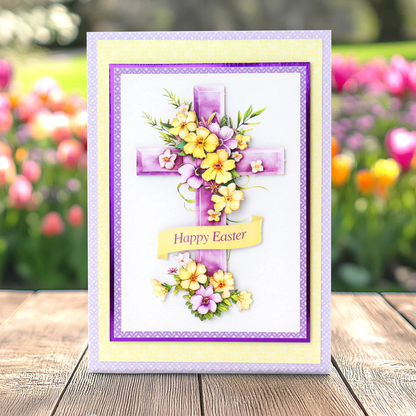 Décopatch prédécoupé – Croix florale lilas (lot de 3)