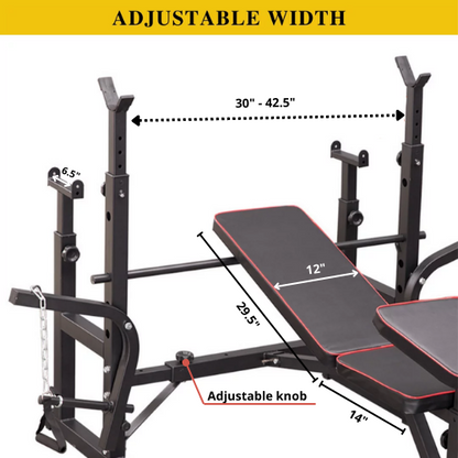 Banc de musculation réglable avec poulie de traction, pupitre à biceps et support pour barre ST6655