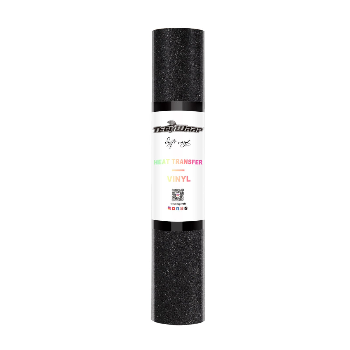 Vinyle thermocollant à paillettes Teckwrap - Noir | Motifs durables et étincelants pour T-shirts, sweats à capuche, chapeaux et plus encore !